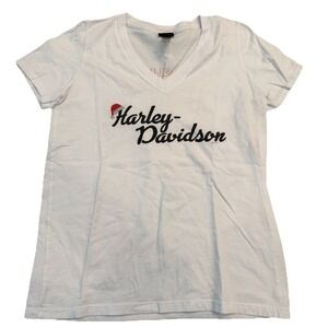 Harley-Davidson Women's Christmas Shirt L White Boerne Texas USA Tee